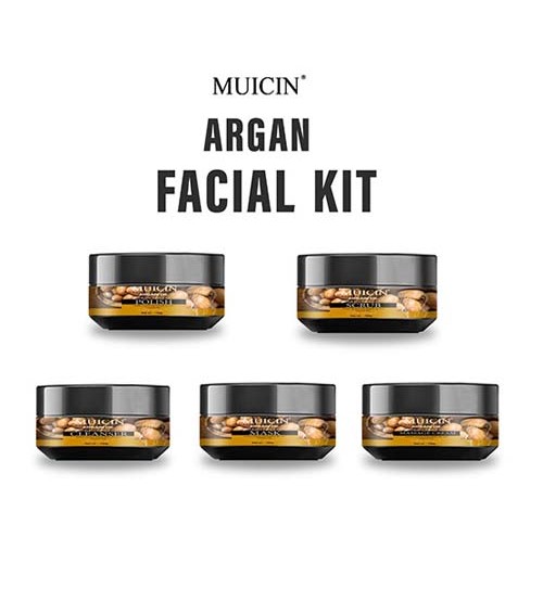 Muicin Argan Facial Kit 5 Steps Whitening Deep Cleansing Skin Tightening Moistruizing Oil Control